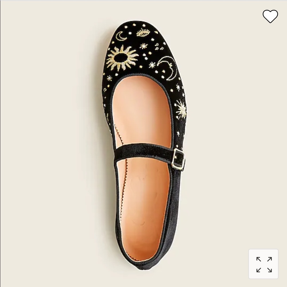 J.Crew Celestial-embroidered velvet Mary Jane flats